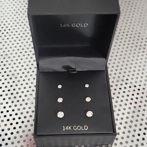 14 karat gold 2mm 4mm and 6mm stud earrings set